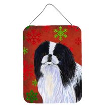 Japanese Chin Red Snowflakes Holiday Christmas Wall or Door Hanging Prints
