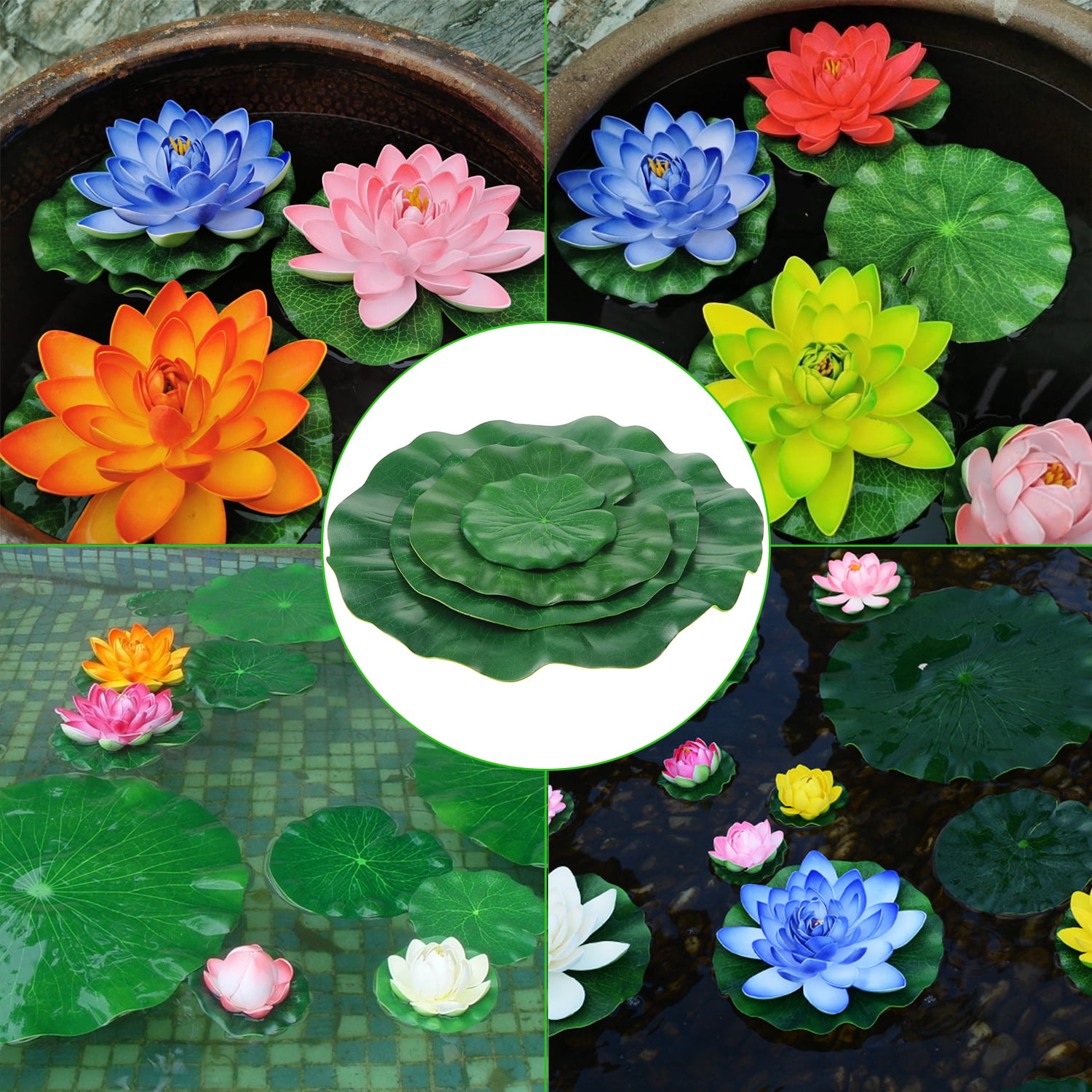 Details about   Pack Of 9 Artificial Floating Foam Lotus Leaves Water Lily Pads Ornaments Gr J2