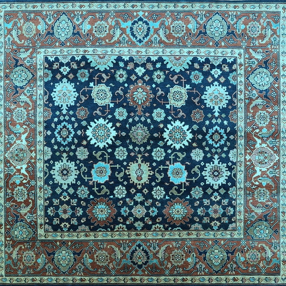 Ahgly Company Indoor Square Oriental Light Blue Traditional Area Rugs, 8' Square