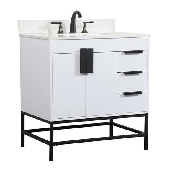 Elegant Decor Eugene 32" MDF Single Bathroom Vanity with Backsplash in White