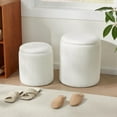 thumbnail image 4 of Round Ottoman with Storage Set of 2,Vanity Stool with Storage for Bedroom, Ottoman Coffee Table,Small Velvet Foot Stool for Living Room, White, 4 of 10