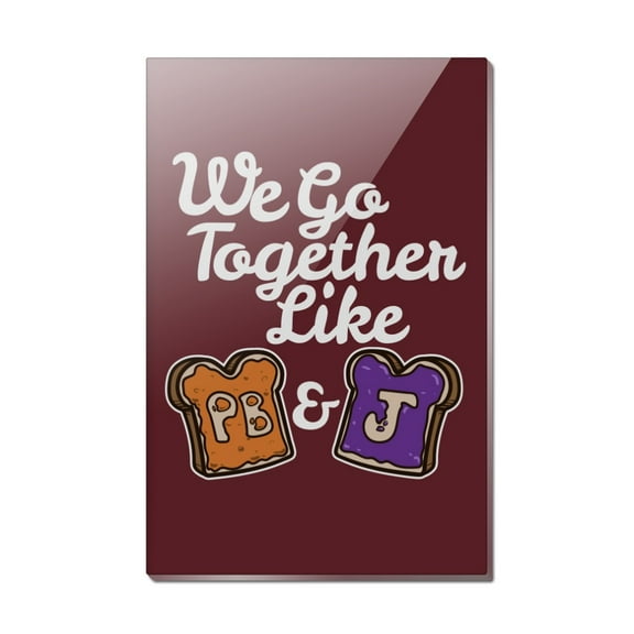 Peanut Butter and Jelly Together PB&J Best Friends Rectangle Acrylic Fridge Refrigerator Magnet