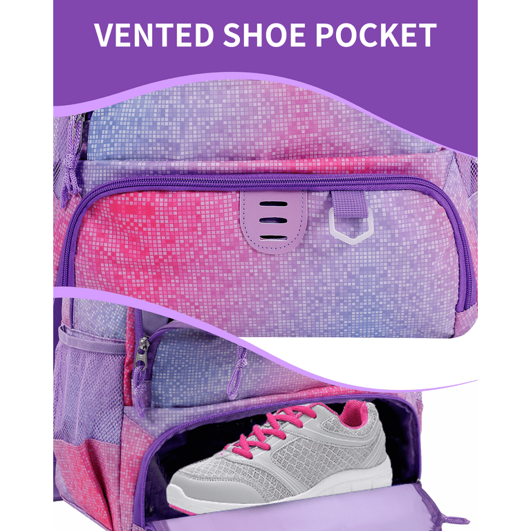 Trailkicker Sports Backpack Volleyball Basketball Soccer Shoe Pocket Blue Pink Trailkicker Mesh Sports Backpack, 32L with Ball & Shoe  main image 2