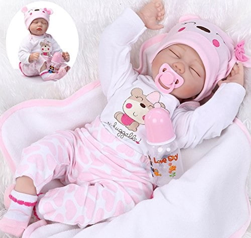 reborn baby dolls girl look real silicone pink outfit 22 inches
