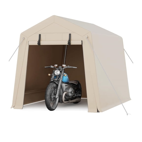 EastVita 6x8 FT Portable Outdoor Storage Shed with 2 Roll-Up Zipper Doors Vents Khaki