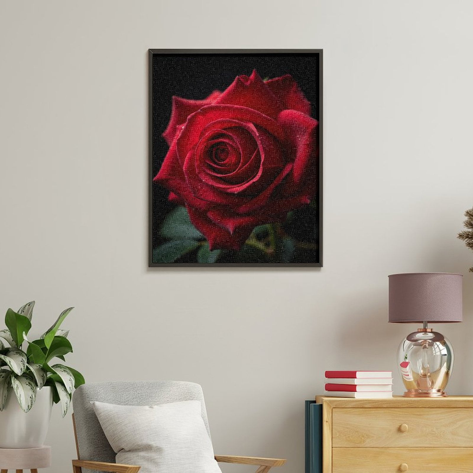 Paint By Numbers Kit for Adults Beginner - DIY Red Rose Close Up Petals Bloom Canvas Painting Kits for Adults, Frameless Paint By Number for Adults for Home Wall Decor 16x20 Inch
