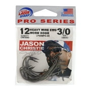Eagle Claw Lazer Sharp Jason Christie Heavy Wire EWG Worm Fishing Hooks, Size 3/0, 12 Pack