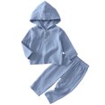 thumbnail image 3 of HAYIMI Toddler Boys Girls Long Sleeve Solid Color Hooded Tops T Shirt Pants Outfit Sets Breathable Clothes Sets, 3 of 9
