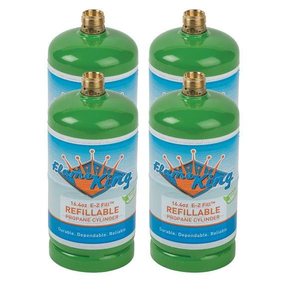 Flame King Refillable Propane Tank, LP Cylinder DOT Compliant, 1lb (4 Pack)