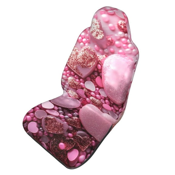 Picia Pink Glitter Heart Candy Print Waterproof Sweating Car Seat Cover for Post Gym Workout, Running, Beach and Hiking, Universal Fit Anti-Slip Bucket Seat Protector