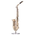 thumbnail image 4 of Modelo de saxofón de cobre en miniatura con soporte, miniinstrumentos musicales, adornos, regalos, 4 of 12