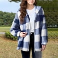 thumbnail image 2 of CYRBOKO Girls Fleece Jackets, Plaid Long Sleeve Full Zip Thermal Winter Outerwear Blue Size 5-16 T, 2 of 5