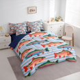 thumbnail image 2 of Manfei Cartoon Trout Twin Bedding, Stripe Background Bedding Comforter Set, Blue Pink Orange, Blue Reversible, 7pcs, 2 of 6