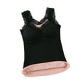 thumbnail image 1 of Sonducket Invierno otoño mujer encaje cuello en V ropa interior cálida Chinlon Lencería diseño Simple capa Base chaleco Bottoming Tops ropa Camisetas sin mangas Negro 65-87.5 kg, 1 of 1