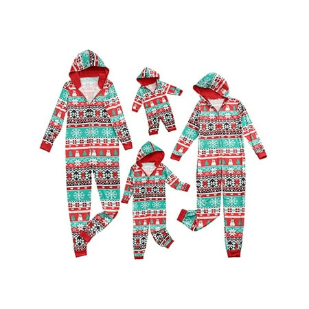 

Sunisery Family Christmas Matching Pajamas Hooded Onesies Snowflake Xmas One-Pieces Sleepwear for Family Adult Kids Baby