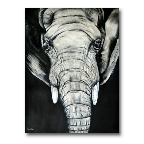 The Close Up Portrait Of An African Elephant 12 in x 8 in Painting Canvas Art Print, by Designart