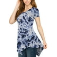 thumbnail image 4 of Made by Johnny Women's Short Sleeve All Over Tie-Dye Tunic Top L WHITE_NAVY, 4 of 6