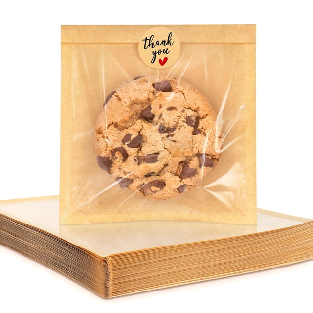 Bolsas de embalaje Foranda, paquete de 100 galletas con ventana, 14,5 x 16,5 cm