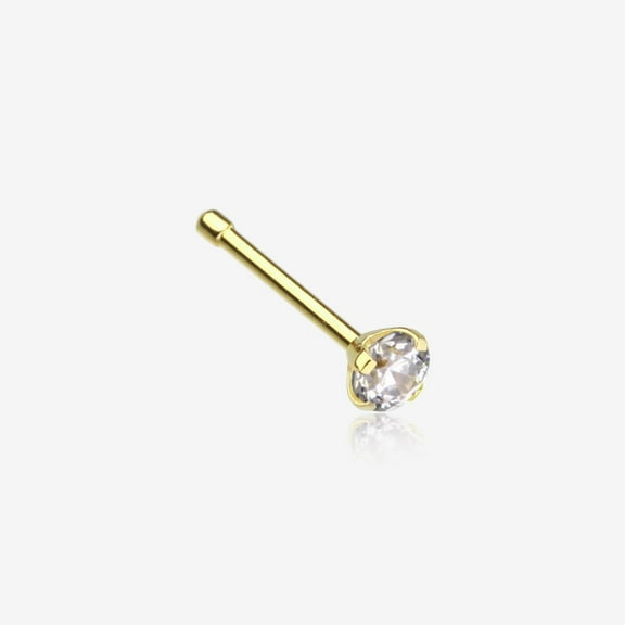 Golden Prong Set Gem Top Steel Nose Stud Ring