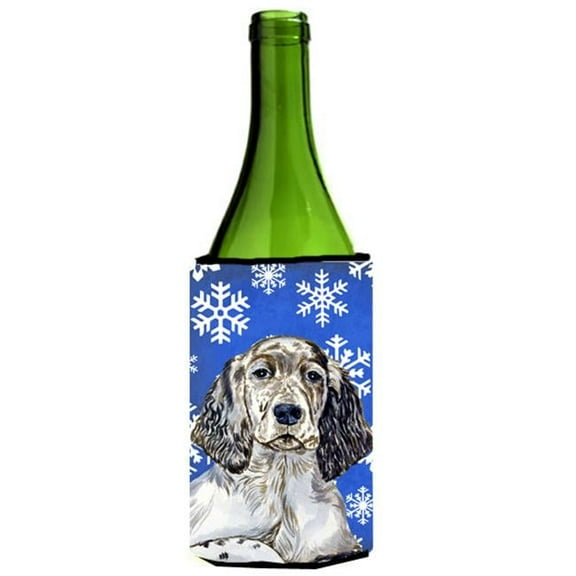 English Setter Winter Snowflakes Holiday Wine bottle sleeve Hugger - 24 oz.
