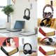 thumbnail image 5 of Inteprter y soporte de almacenamiento para auriculares de cuero PU para juegos, soporte para auriculares de oficina Cables de audio/vídeo, 5 of 6