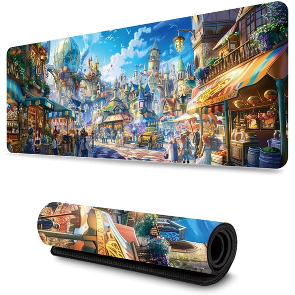 WISHTIME Gaming Mouse Pad Eerie Town Large Extended Keyboard Mat for Work and Gaming Oversized Mouse Pad(31.5x11.8x0.08Inch)