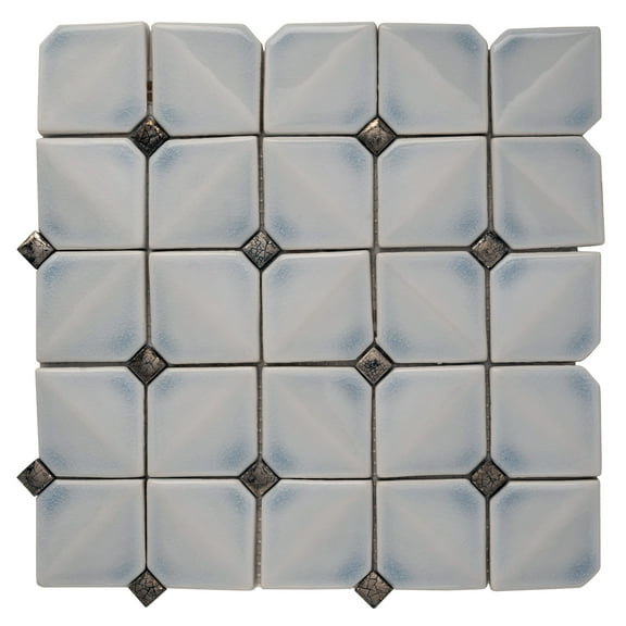 5 pack Frost White 12-in. x 12-in. Glossy Finished Cermaic Mosaic Wall Tile (5 sq. ft./Case)