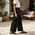 thumbnail image 6 of LIaqionyy Pants for Women's Wide Leg Elastic Waist Casual Loose Lounge Vacation Pant Work Trousers with Pockets, 6 of 7