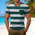 thumbnail image 2 of WAYUTE T Shirts for Men V Neck Short Sleeve Patchwork Color Striped Printed Stretch Fit Tee Tops with Front Pocket Beach Casual Outdoor Tshirts, 2 of 7