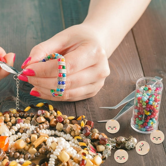 WHAMVOX  50 Pcs Large Wooden Beads for Crafts Smile Face Child Nurse