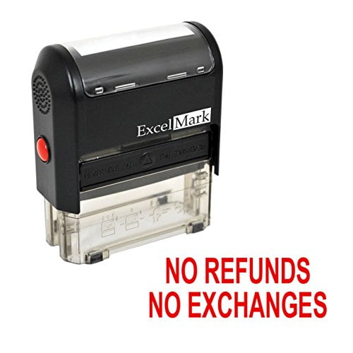NO REFUNDS NO EXCHANGES Self Inking Rubber Stamp Red Ink (42A1539WEBR)