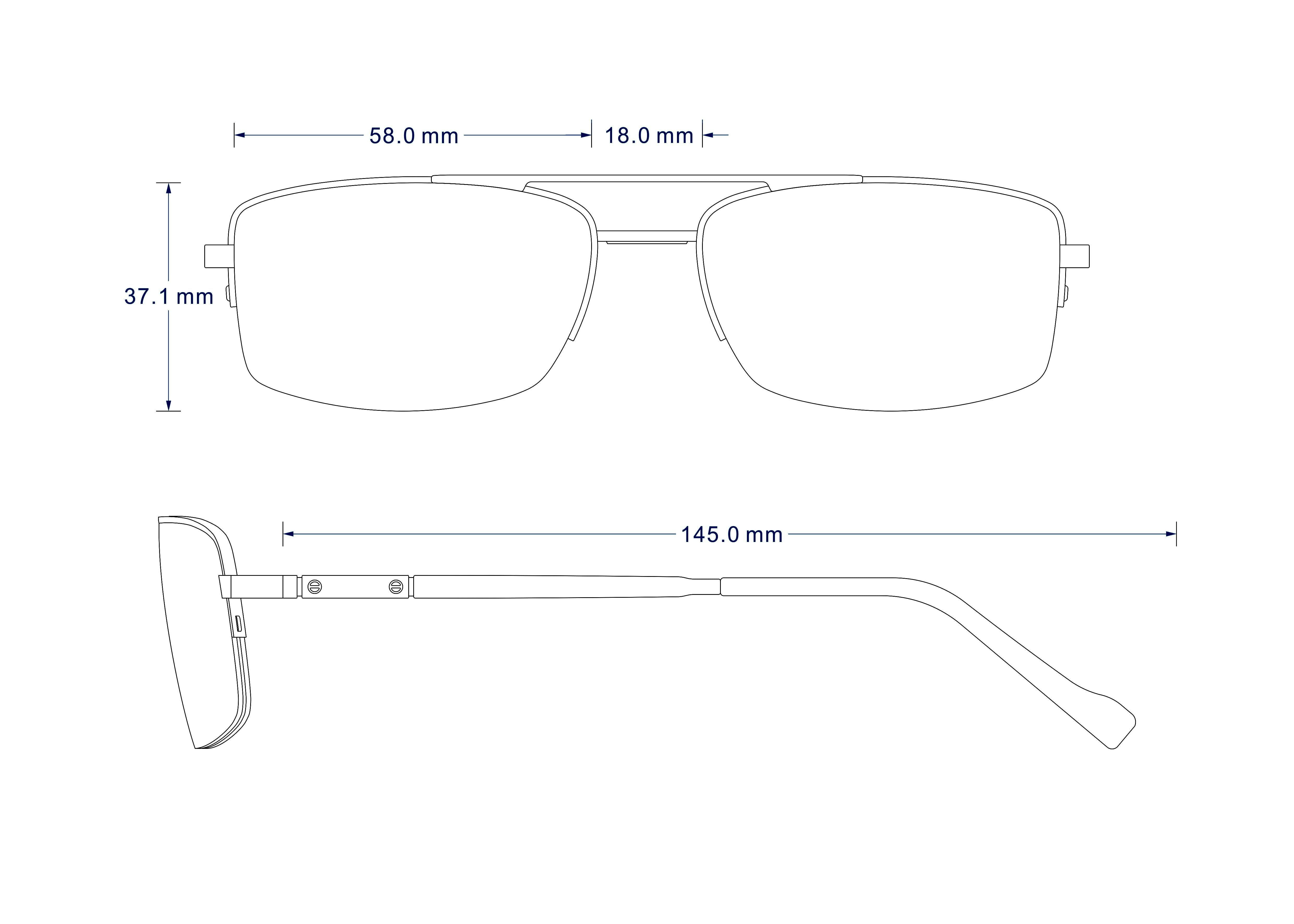 Walmart Men's Rectangle Eyeglasses, FM17098, Black, 58-18-145 