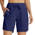 thumbnail image 7 of Women's 5" Workout Shorts Athletic Running Shorts High Waisted with Zipper Pocket Gym Quick Dry Hiking Sports ,XL,#03 Navy, 7 of 7