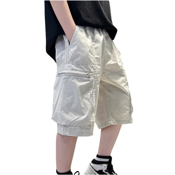 Boy Cargo Shorts Boys Lightweight Elastic Waist Shorts Baggy Shorts with Pockets Shorts for Boys 7-8 Years