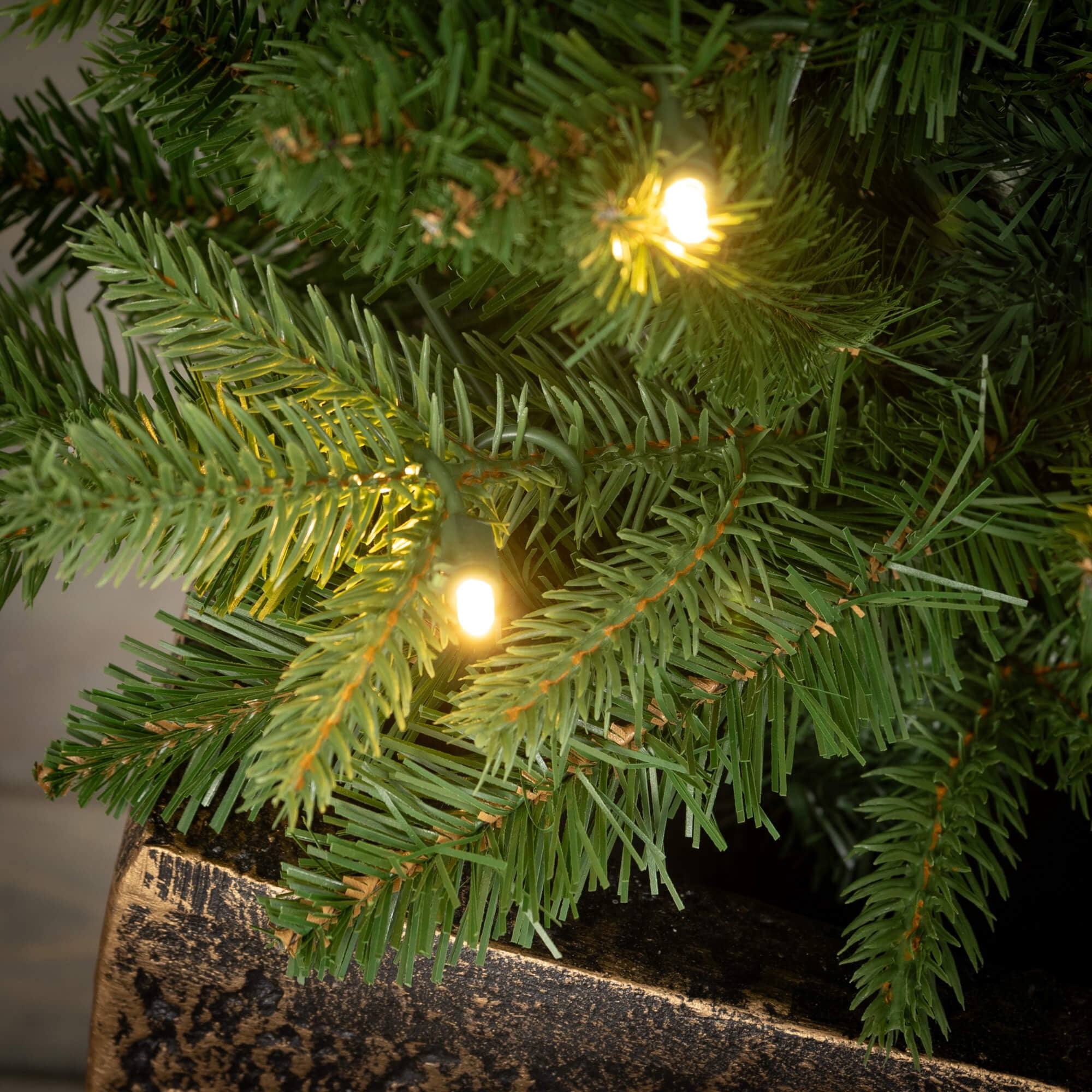 49"H Sullivans Artificial Medium LED Pine Christmas Tree Planter, Green