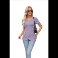 thumbnail image 3 of Blusas Lisas de Cuello Redondo y Corta para Mujer, 2025, Nuevas Blusas Sueltas de Verano, Lindas, Moradas, S, 3 of 8