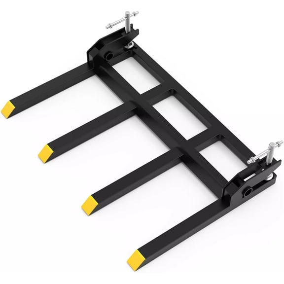 LABLT 48 2500lbs 4 Fork Tines Clamp on Debris Forks Heavy Duty Clamp-on Pallet Forks Replacement for Tractor Bucket Loader Skid Steer