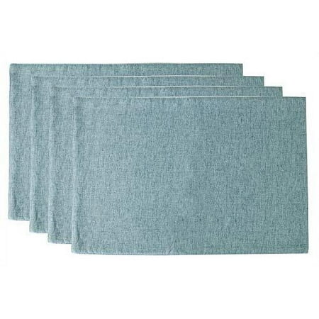 

Fennco Styles Classic Woven Textile Decorative 12 x 18 Inch Table Placemats Set of 4 - Solid Sea Green Color Table Place Mats for Family Dinner
