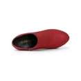 thumbnail image 4 of BLISSFUL STEP Women's Ankle Boots Faux Suede Round Toe Block High Heel Side Zipper Shoes Red 7, 4 of 8