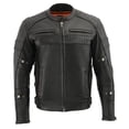 thumbnail image 4 of Milwaukee Leather MLM1545 Men's Quilted Pattern Triple Vent Black Leather Scooter Jacket 4X-Large, 4 of 10