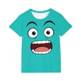 thumbnail image 1 of Tops de Manga Corta Lindo con Impresión de Expresión para Niños Niños Niñas, Suelta Cómoda Camiseta de Color Sólido, 1 of 9