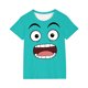thumbnail image 1 of Tops de Manga Corta Lindo con Impresión de Expresión para Niños Niños Niñas, Suelta Cómoda Camiseta de Color Sólido, 1 of 9