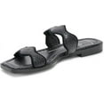 thumbnail image 2 of Dolce Vita Ilva Onyx Embossed Leather Slip On Open Toe Slides Flats Sandals (Onyx Embossed Leather, 11), 2 of 6