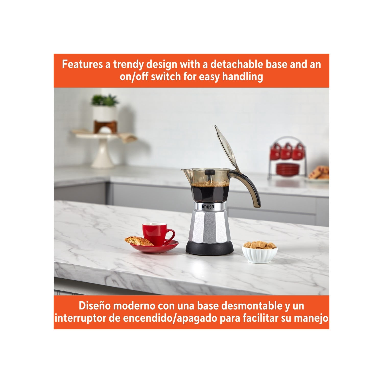 IMUSA 6 or 3cup Electric Espresso Maker, Silver