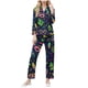 thumbnail image 2 of RKSTN Women's Carnival Pajamas Sets Oversized Lapel Mardi Gras Print Button Long Sleeve Sleepwear T Shirt and Pjs Pant 2 Piece Matching Set Casual Turndown Plus Size Pajama and Pants Loungewear Set, 2 of 9
