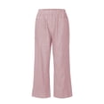 thumbnail image 4 of SNKSDGM Women's Plus Womens Sweatpants Long Legs Womens Dress Pants Straight Leg Short Loose Striped Linen Pocket Trousers for Women, 4 of 4