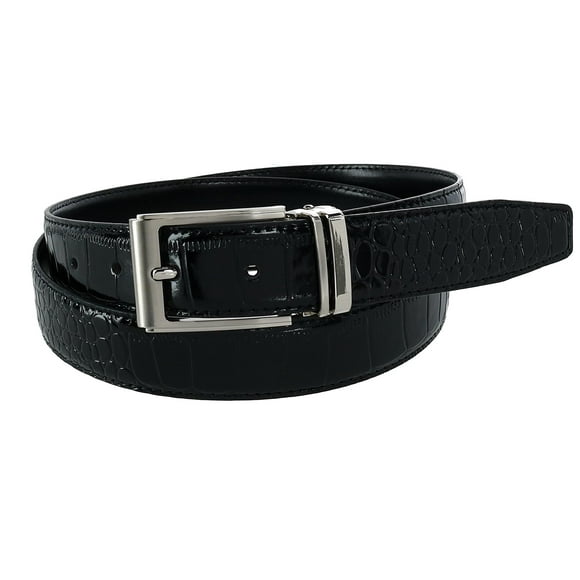 CTM®  Leather Croc Print Dress Belt with Clamp On Buckle (Men's Big & Tall)
