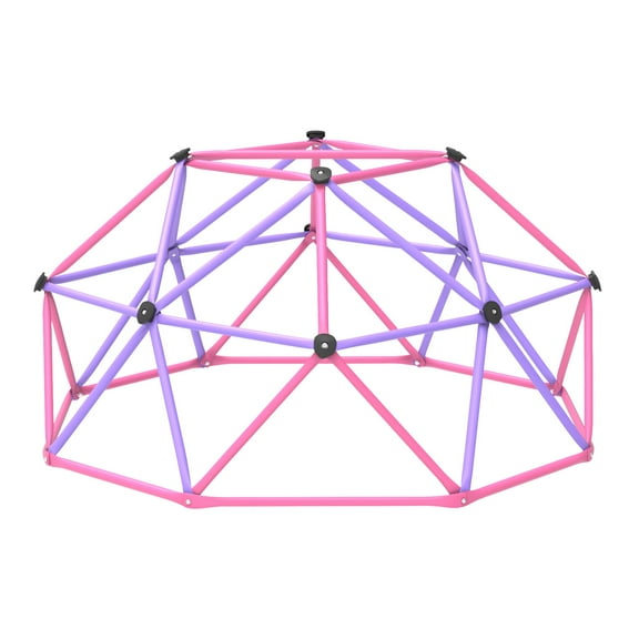 Gardenature 6FT Climbing Dome Outdoor Jungle Gym for Kids Geometric Dome Climber Supporting 440 Lbs Anti Rust Metal Outdoor Play Structure Purple and Pink