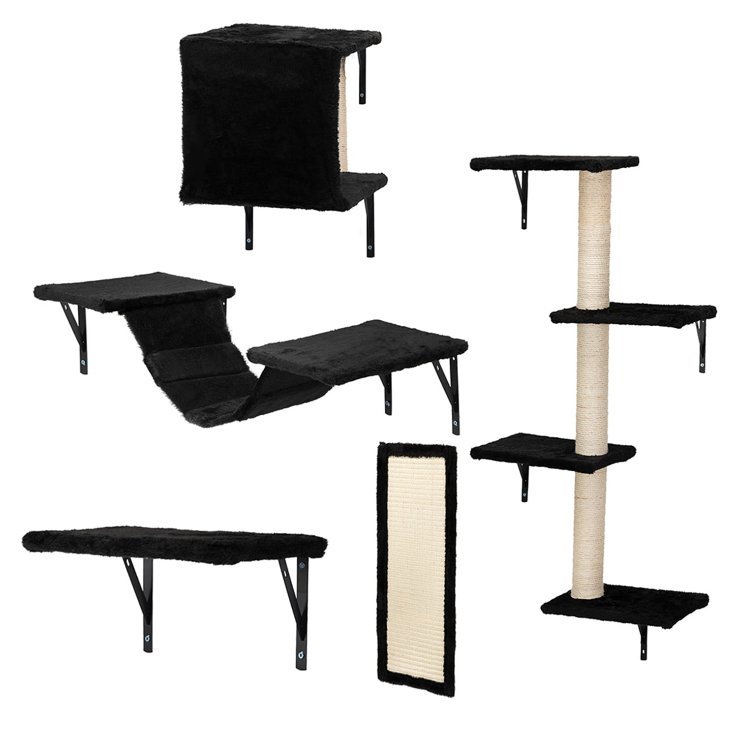 Pefilos Cat Wall Shelves and Perches Set, Cat Tower for Adult Cats Mounted Cat Tree House for Indoor Cats Modern Furniture for Cat Sleeping Playing Lounging Climbing Cat Tree for Large, Black Pefilos Cat Wall Shelves and Perches Set, Cat Tower for Adult Cats Mounted Cat Tree House for Indoor Cats Modern Furniture for Cat Sleeping Playing Lounging Climbing Cat Tree for Large, Black