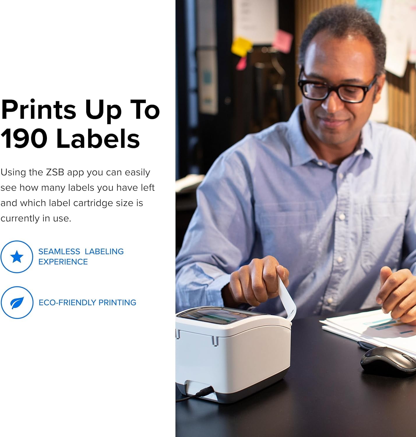 ZEBRA ZSB Series Labels - Potato Starch-Based Printer Label Paper - Recyclable Cartridge for Stickers - Versatile, Cloud-Based Adhesive - Shipping, 4" x 6"